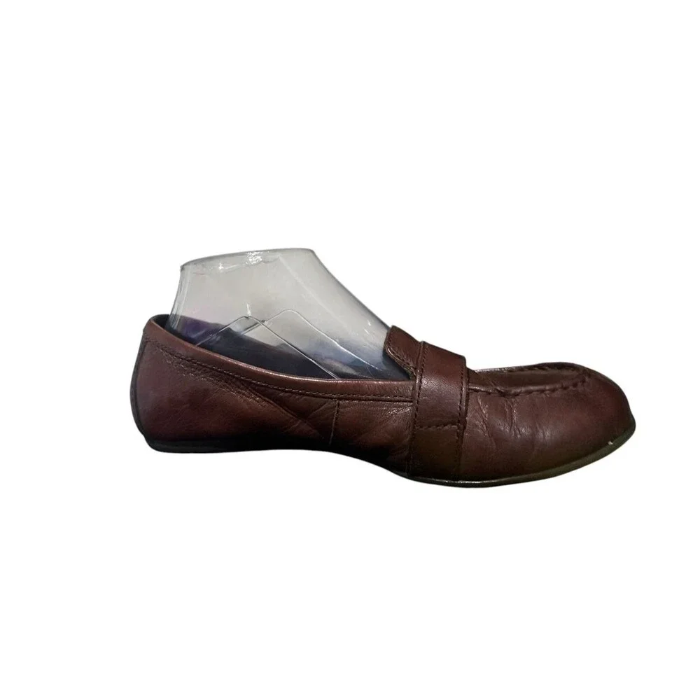 Born Brown Leather Slip On Loafers Size 7.5M Silver Buckle Boho Flats Outdoor